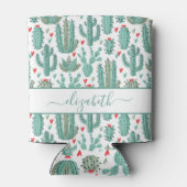 Cactus groen wit rood patroon naam blikjeskoeler (Achterkant)