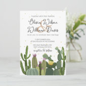 Cactus Groene Huwelijks Uitnodiging (Staand voorkant)
