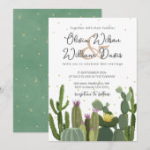 Cactus Groene Huwelijks Uitnodiging (Voorkant / Achterkant)