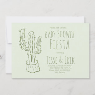Cactus Hand Drawn Baby shower Pastel Green Kaart
