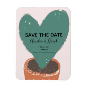 Cactus Hand Drawn Heart Hoya Plant Save the Date Magneet (Verticaal)