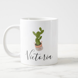 Cactus Hand Drawn Rainbow Pot Name Grote Koffiekop