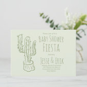 Cactus Hand Getekende Baby Shower Pastelgroen Kaart (Staand voorkant)