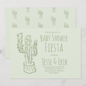 Cactus Hand Getekende Baby Shower Pastelgroen Kaart (Voorkant / Achterkant)