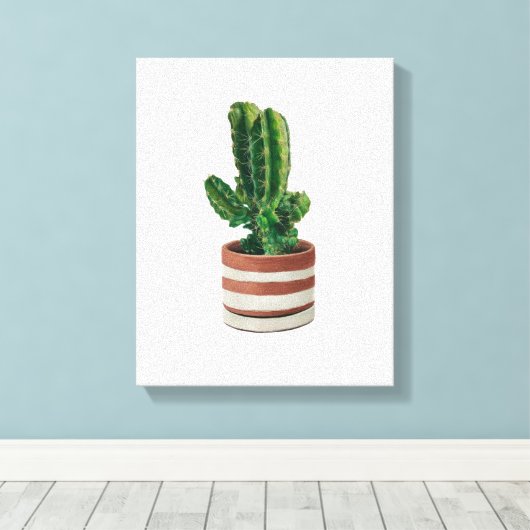 Cactus Hand-getrokken Potlood Crayon Art Canvas Pr (Insitu (Houten vloer))