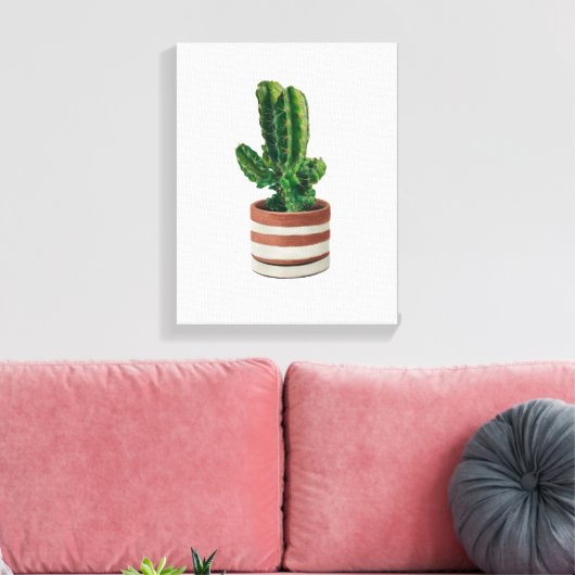 Cactus Hand-getrokken Potlood Crayon Art Canvas Pr (Insitu (Woonkamer))