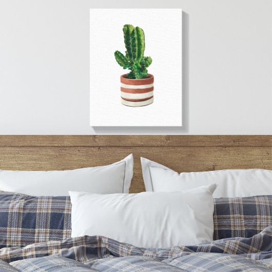 Cactus Hand-getrokken Potlood Crayon Art Canvas Pr (Insitu (Slaapkamer))