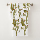 Cactus Hand Painted Waterverf Greenery Pattern Bad Handdoek (Insitu)