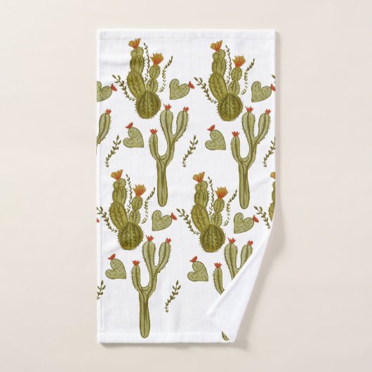 Cactus Hand Painted Waterverf Greenery Pattern Bad Handdoek (Handdoek)
