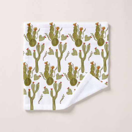 Cactus Hand Painted Waterverf Greenery Pattern Bad Handdoek (Wasdoekje)