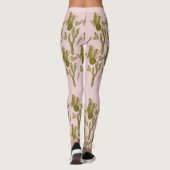 Cactus Hand Painted Waterverf Pink Patroon Leggings (Achterkant)