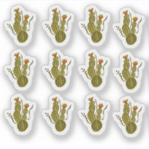 Cactus handgeschilderde elegante groene plant sticker