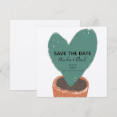 Cactus handgetekende hart Hoya plant save the date (Voorkant / Achterkant)
