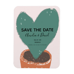 Cactus handgetekende hart Hoya Plant Save the Date Magneet