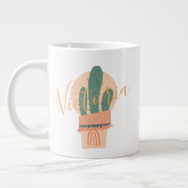 Cactus Handgetekende Regenboog Potted Naam  Grote Koffiekop
