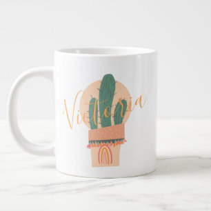 Cactus Handgetekende Regenboog Potted Naam Grote Koffiekop