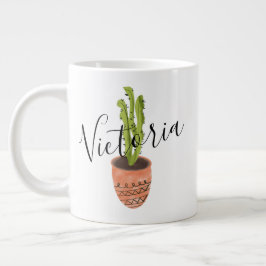 Cactus handgetekende script naam grote koffiemok