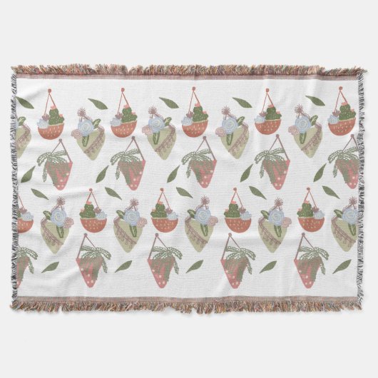 Cactus Hanging Baskets Botanische Floral Deken (Voorkant)