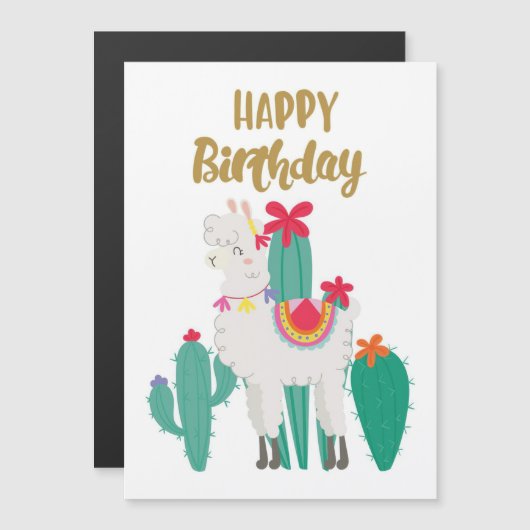 Cactus Happy Birthday Magnetische Uitnodiging (Voorkant / Achterkant)