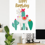 Cactus Happy Birthday Poster (Thuiskantoor)