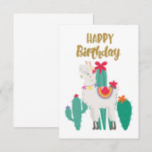 Cactus Happy Birthday RSVP Kaartje (Voorkant / Achterkant)