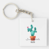 Cactus Hart Adres Postcode Nieuw Home Plezier Sleutelhanger (Voorkant)