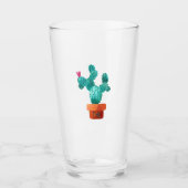 Cactus Hart Paar Initialen Bruiloft Groen Roze Glas (Voorkant)