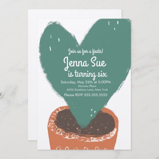 Cactus hart Plant Fiesta Verjaardag Kraft (Voorkant / Achterkant)