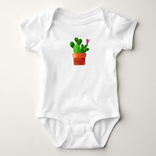 Cactus Heart Custom Name Cute Unisex Romper (Voorkant)