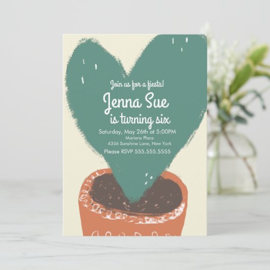 Cactus Heart Plant Fiesta Birthday (Staand voorkant)