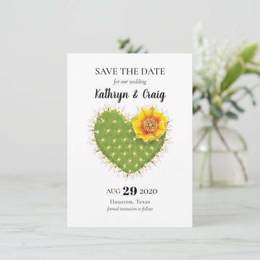Cactus Heart Save the Date (Staand voorkant)