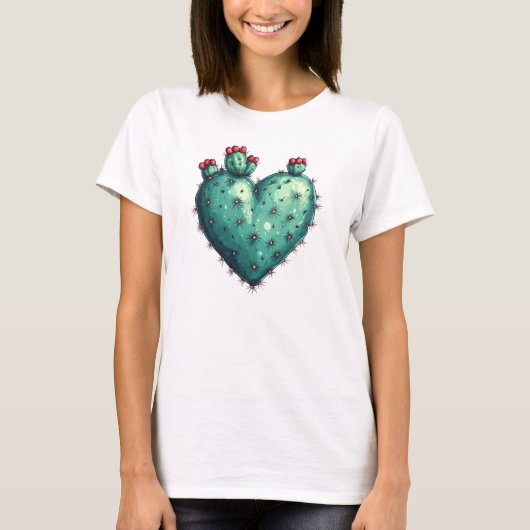 Cactus Heart Valentijnsdag T-shirt (Voorkant)