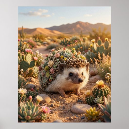 Cactus Hedgehog Desert Bloom Poster (Voorkant)