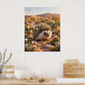 Cactus Hedgehog Desert Bloom Poster (Keuken)