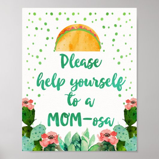 Cactus Help jezelf bij een MOM-osa Baby shower Sig Poster (Voorkant)
