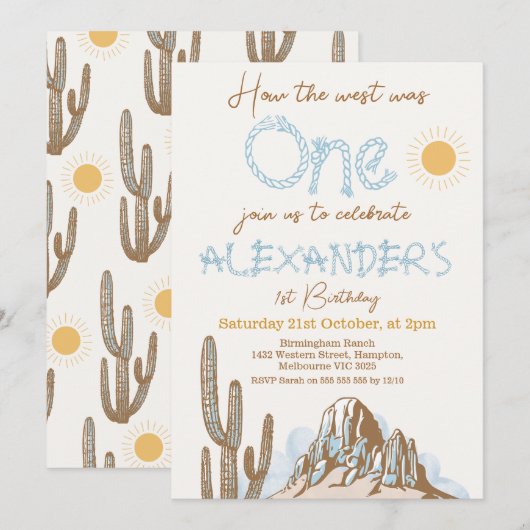  Cactus Hoe het Westen een 1e verjaardag was Kaart (Voorkant / Achterkant)