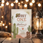 Cactus Hoe het Westen was een verjaardagsfeestje C Kaart<br><div class="desc">Cactus Hoe het Westen was Een Verjaardagsfeestje Cowboy Uitnodiging Jongen Zuidwestelijke Cactus Wild West Cowboy 1e Verjaardag Rodeo Uitnodiging</div>