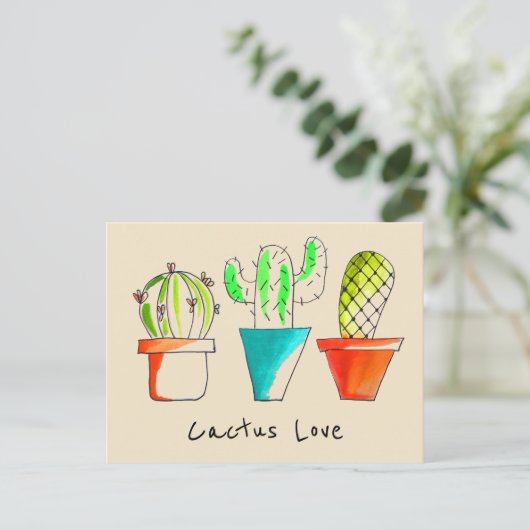 Cactus houdt van Mexicaanse woestijn schattige ill Briefkaart (Staand voorkant)