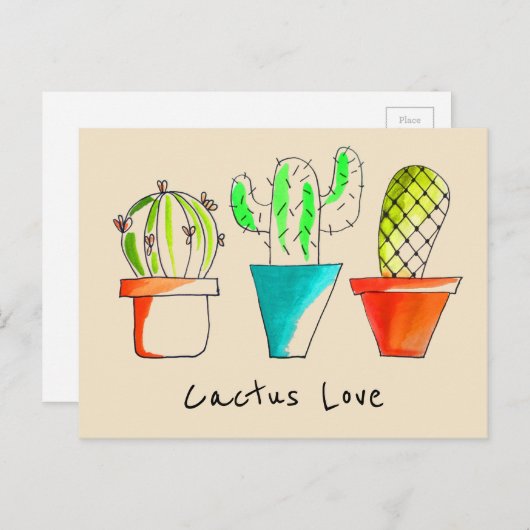 Cactus houdt van Mexicaanse woestijn schattige ill Briefkaart (Voorkant / Achterkant)