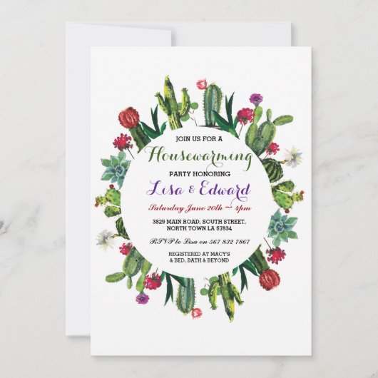 Cactus Housewarming Party nodigt Fiesta New Home u Kaart (Voorkant)