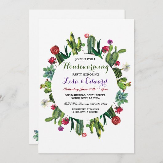 Cactus Housewarming Party nodigt Fiesta New Home u Kaart (Voorkant / Achterkant)