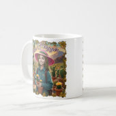 Cactus Hugger Coffee Mok – Whimsical Desert Garden (Voorkant links)