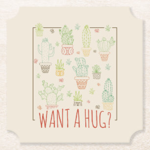 Cactus HugPaper-Onderzetter Kartonnen Onderzetters