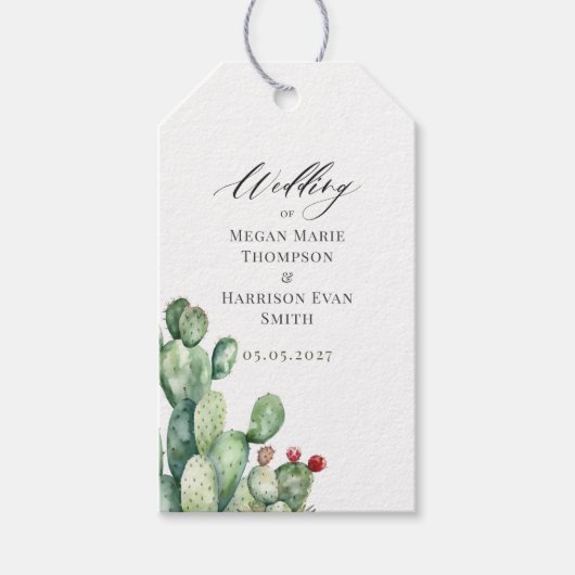 Cactus Huwelijk  Cadeaubijsluiters Cadeaulabel (Voorkant)