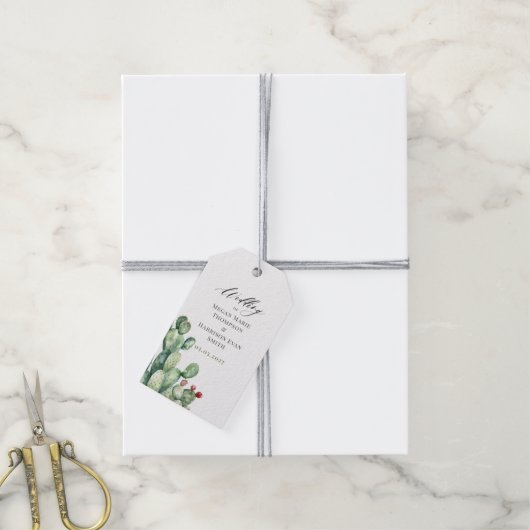 Cactus Huwelijks Cadeautags Cadeaulabel (Met Touw)