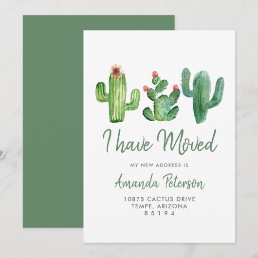 Cactus Ik Heb Verhuisd Nieuwe Thuis Groene Verhuiz Aankondiging (Voorkant / Achterkant)