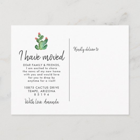 Cactus Ik heb verplaatst Bewegende Aankondiging Br (Achterkant)