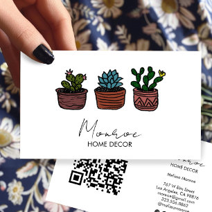 Cactus Illustratie Boho Doodle QR Sociale Iconen Visitekaartje