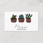 Cactus Illustratie Boho Doodle QR Sociale Iconen Visitekaartje (Voorkant)