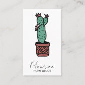 Cactus Illustratie Fun Boho Schattige QR Sociale I Visitekaartje (Voorkant)